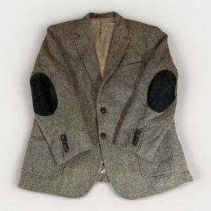 Vintage Haggar Imperial Herringbone Wool Blazer Elbow Patches USA